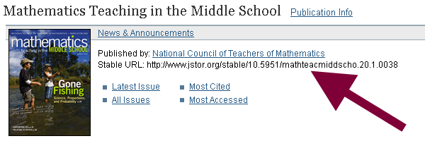 Example of stable links for JSTOR