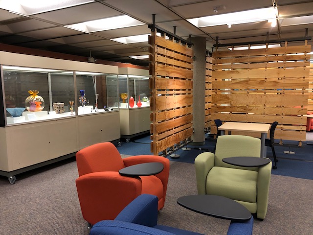 Photo of comfortable chairs in the graduate collabortory