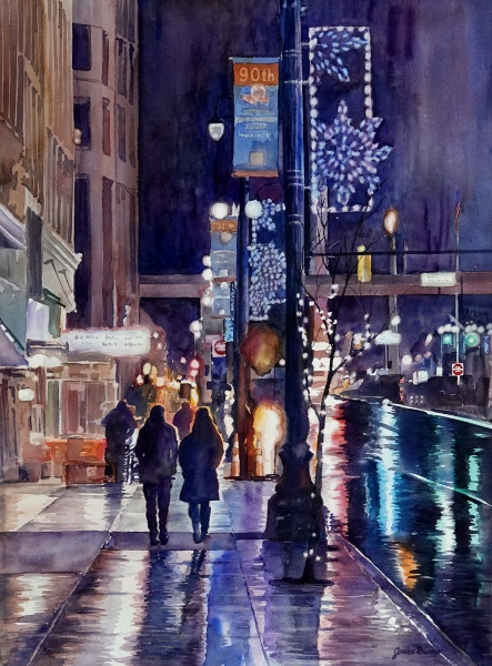 watercolor painting - Woodward Avenue by Janice Dumas
