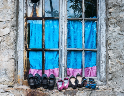 Picture of shoes on window sill