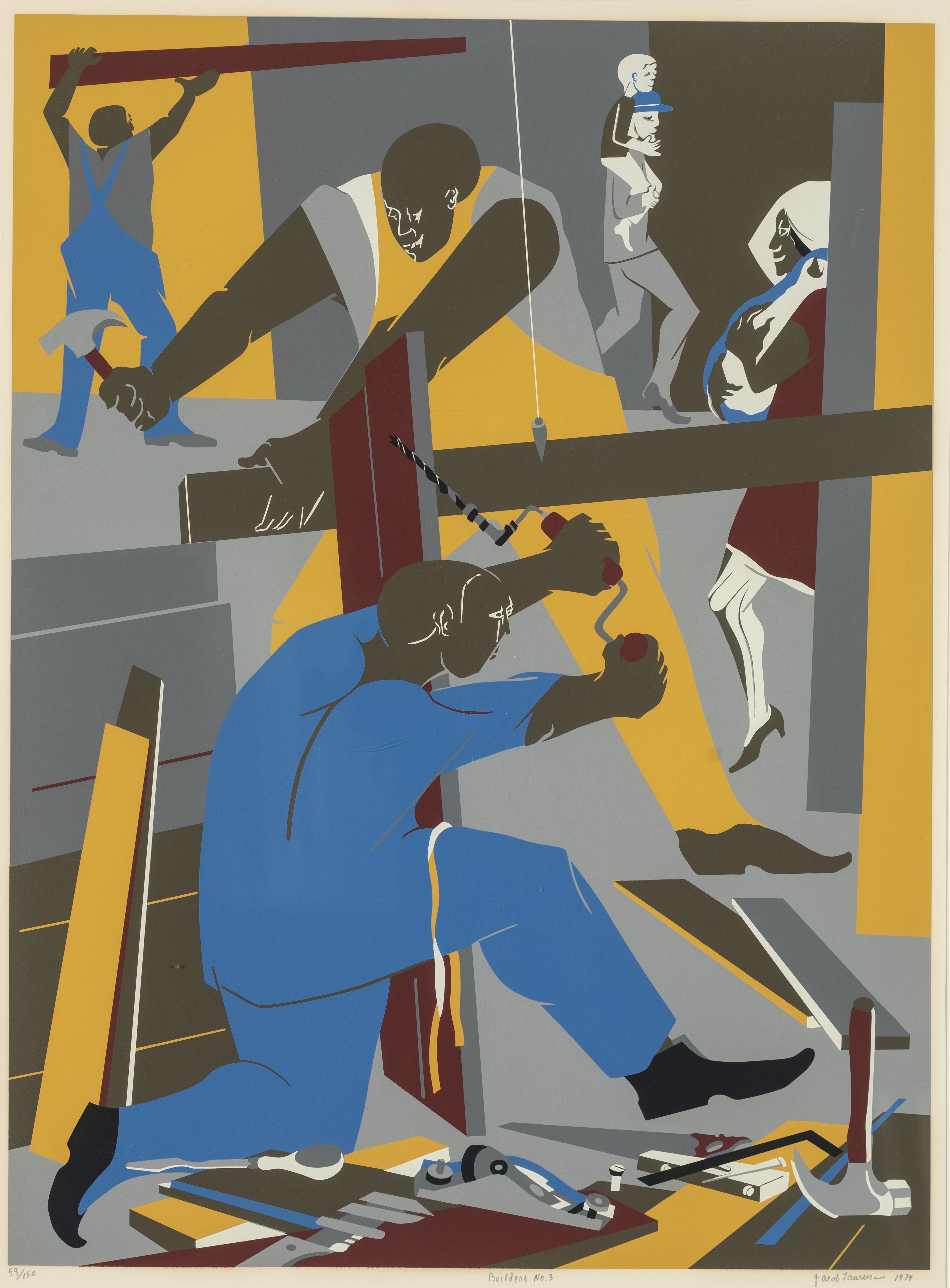 A dynamic construction scene, a recurring theme in his celebrated 